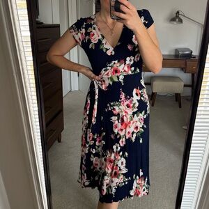 Floral true wrap dress